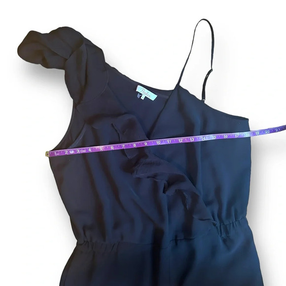 Parker Addison Black Spaghetti Strap Cropped Jumpsuit Romper Women's Size 12 - Picture 11 of 15